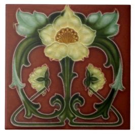 Tile art nouveau stil dekorativ fireplace kakelplatta