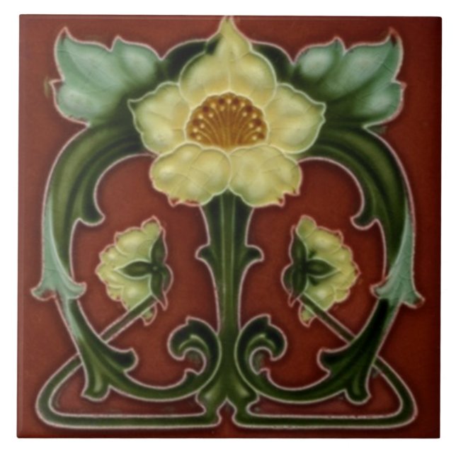 Tile art nouveau stil dekorativ fireplace kakelplatta (Framsidan)