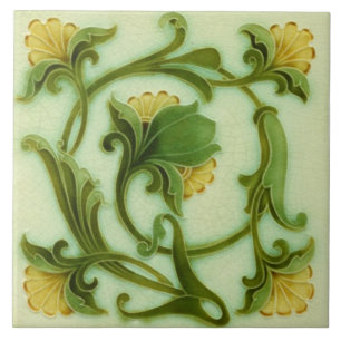 Tile art nouveau stil dekorativ fireplace kakelplatta