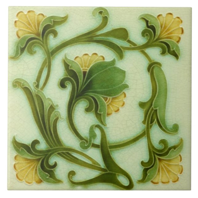 Tile art nouveau stil dekorativ fireplace kakelplatta (Framsidan)
