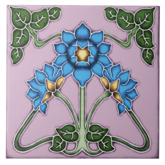 Tile art nouveau stil dekorativ fireplace kakelplatta