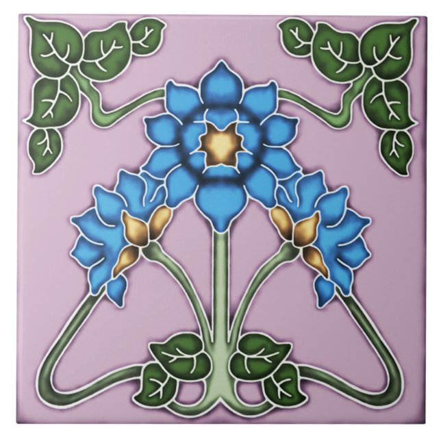 Tile art nouveau stil dekorativ fireplace kakelplatta (Framsidan)