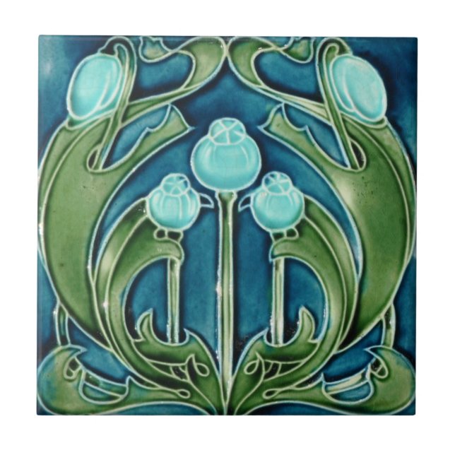 Tile - Blåbär i Art nouveau Kakelplatta (Framsidan)