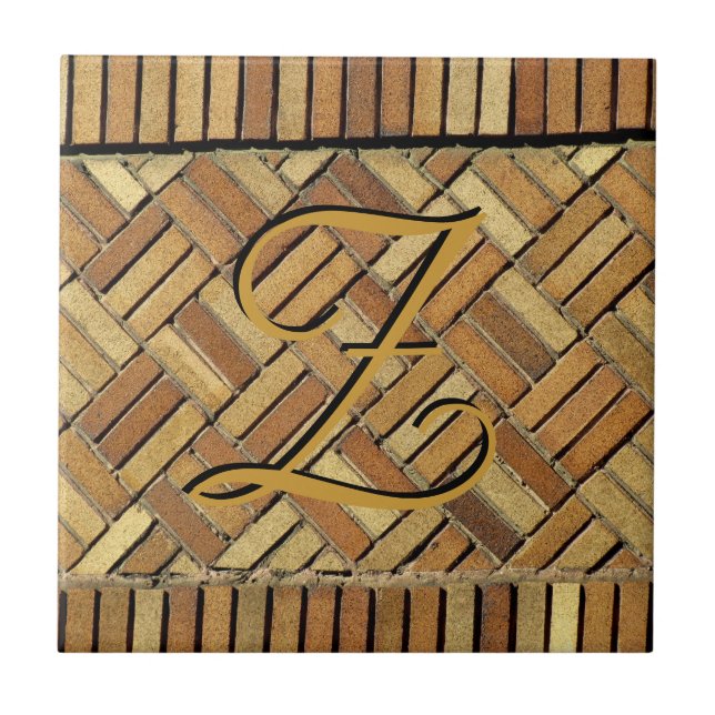 Tile - Brick Wall with Monogram Kakelplatta (Framsidan)