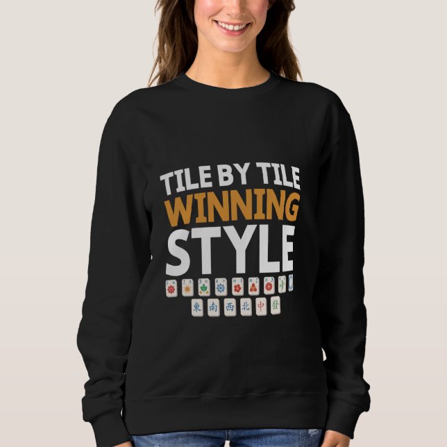 Tile by Tile Winning Stil Tile Game Mahjong Playe T Shirt (Framsida)