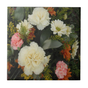 Tile Carnation Bouquet Kakelplatta