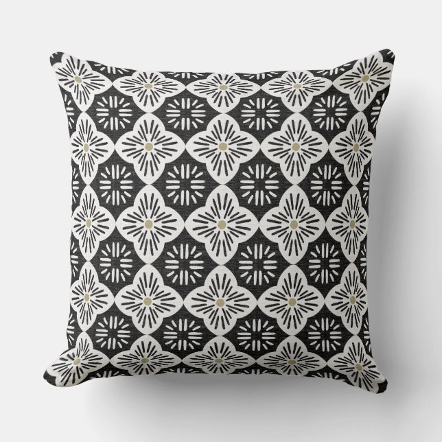 Tile casablanca graphic in black and white pattern kudde (Framsida)
