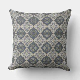 Tile casablanca graphic in denim and gold pattern kudde