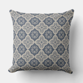 Tile casablanca graphic in denim and taupe pattern kudde