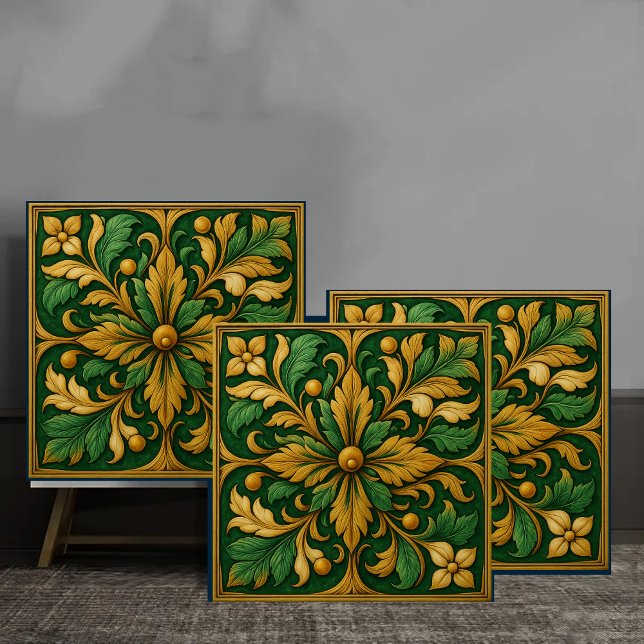 Tile de ornamento floral oriental - Verde  Kakelplatta (Skapare uppladdad)