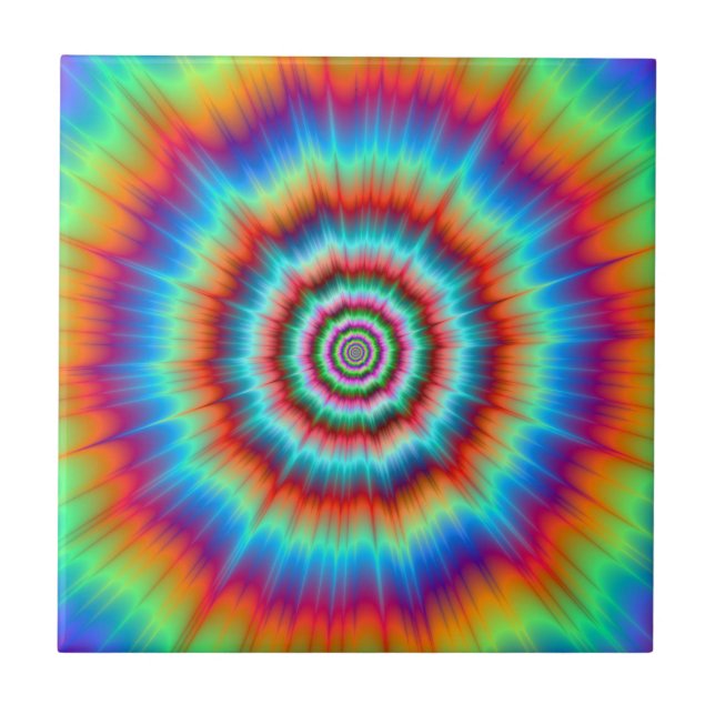 Tile Explosion i blått och Orange Kakelplatta (Framsidan)