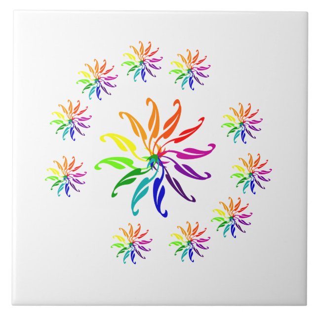 Tile - färgfulla Löv Motifs Kakelplatta (Framsidan)