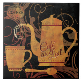 Tile Flourated Coffee Service Cafe au Lait Kakelplatta