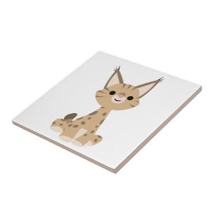 Tile för Cute Tecknad Lynx Kakelplatta