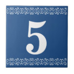 Tile för Victorian House Number Tile Kakelplatta<br><div class="desc">Victorian House Number Tile - Blue on white with a Printer's gräns</div>