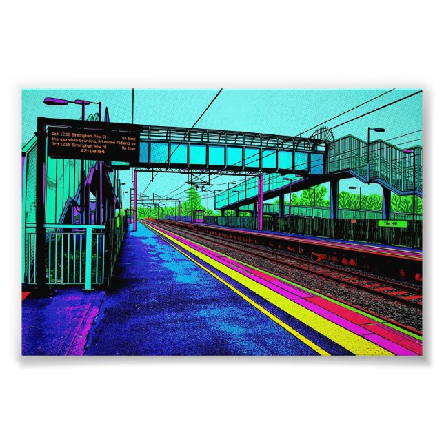 Tile Hill järnvägsstation Pop Art-stil Fototryck (Framsidan)