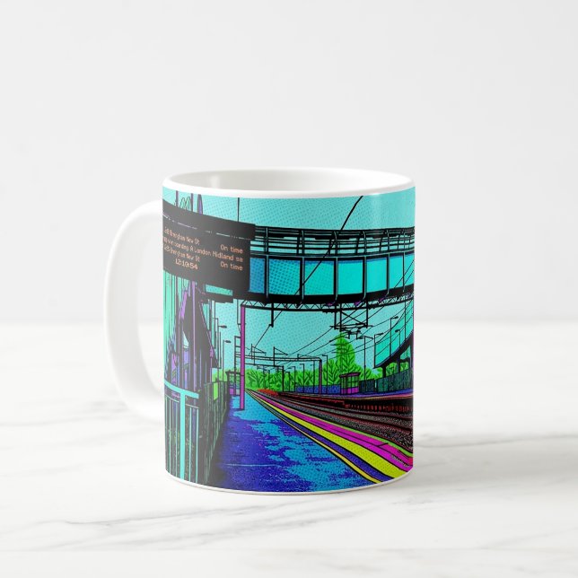 Tile Hill järnvägsstation Pop Art-stil Kaffemugg (Framsida vänster)
