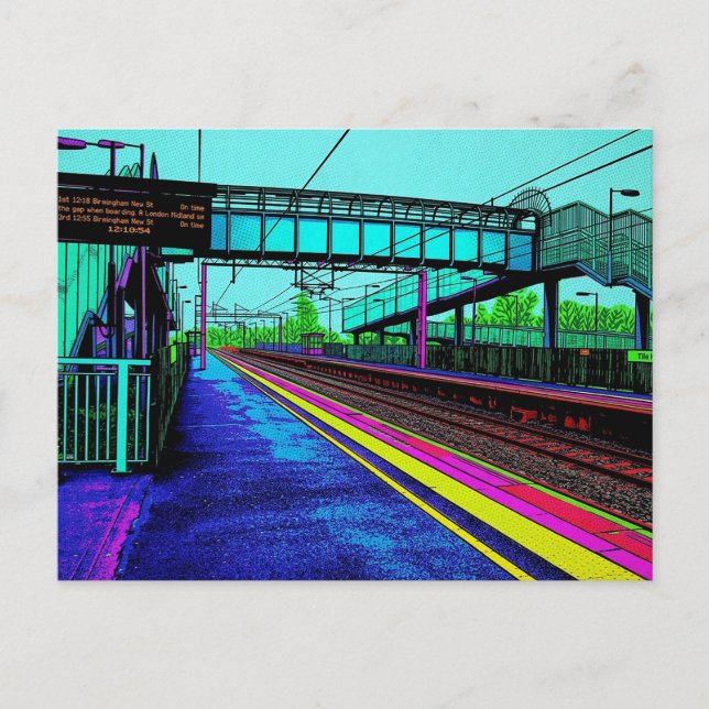 Tile Hill järnvägsstation Pop Art stil Vykort (Framsida)