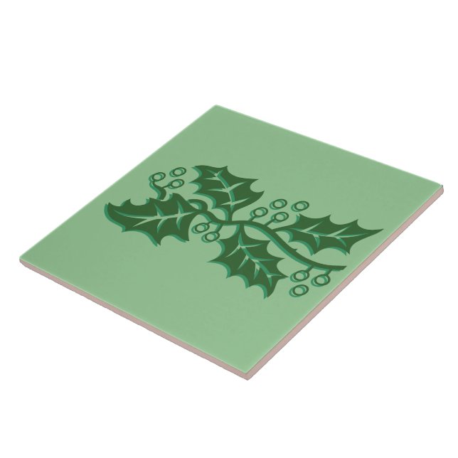 Tile - Holly Löv med Berries Kakelplatta (Sidan)