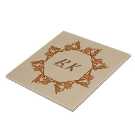 Tile - Löv i cirkel med Initialer Kakelplatta