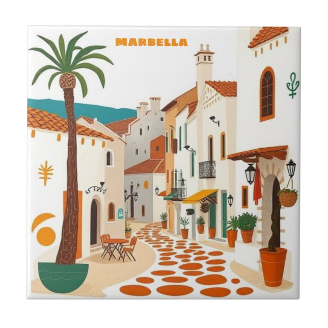 Tile Marbella City Spain Pub Home Decor Kakelplatta (Framsidan)