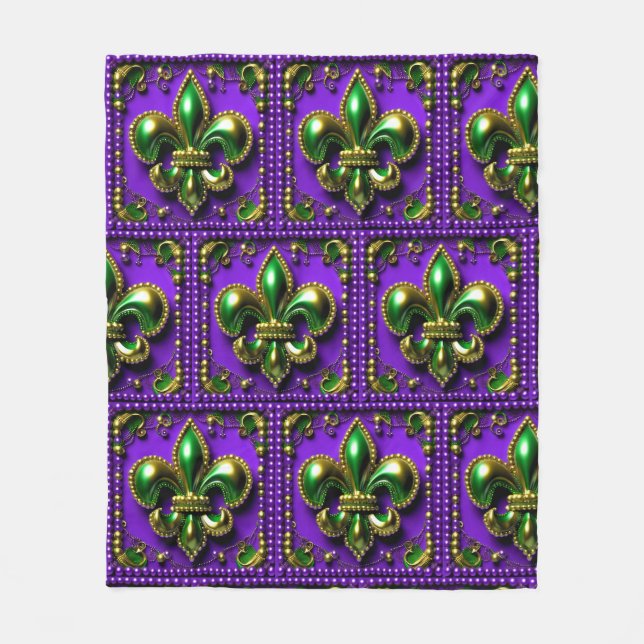 Tile Mardi Gras Fleur de lis Fleece Blanket (Framsidan)