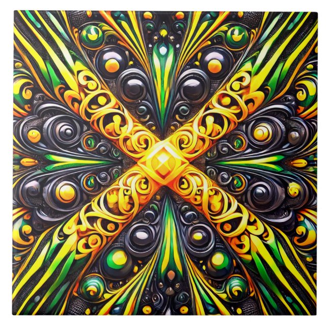 Tile med Jamaican Färg modern design Kakelplatta (Framsidan)