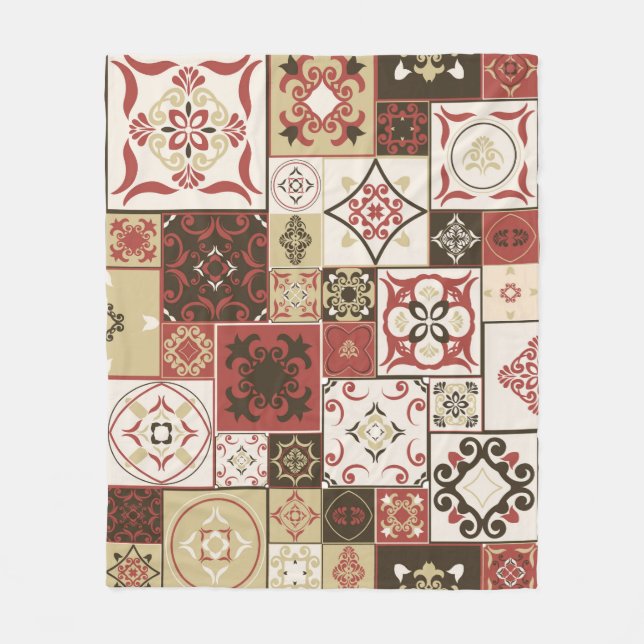 Tile MÖNSTER från Marsala-brunbeige stil Morocc Fleecefilt (Framsidan)