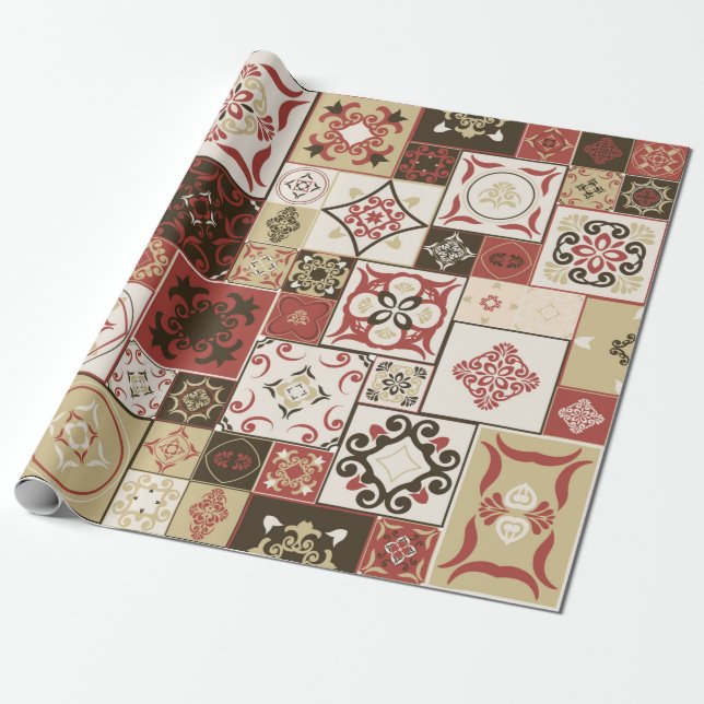 Tile MÖNSTER från Marsala-brunbeige stil Morocc Presentpapper (Utrullad)