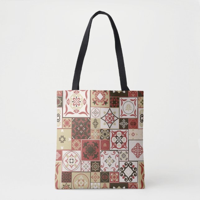 Tile MÖNSTER från Marsala-brunbeige stil Morocc Tygkasse (Framsida)