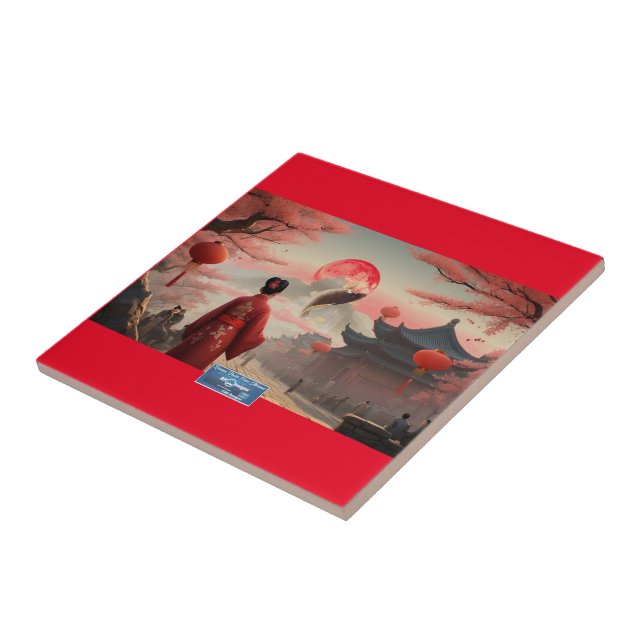 Tile Red(Fish Måne) RFPMDesigns ©️ 2024 Kakelplatta (Sidan)