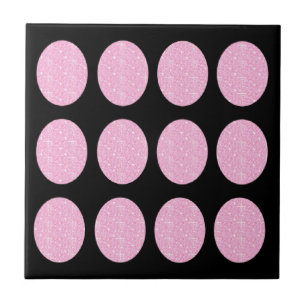 Tile Rosa Glitter Circles on Black Kakelplatta
