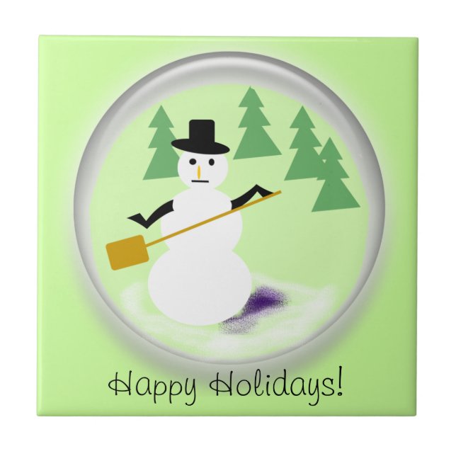 Tile - Snögubbe Globe Kakelplatta (Framsidan)