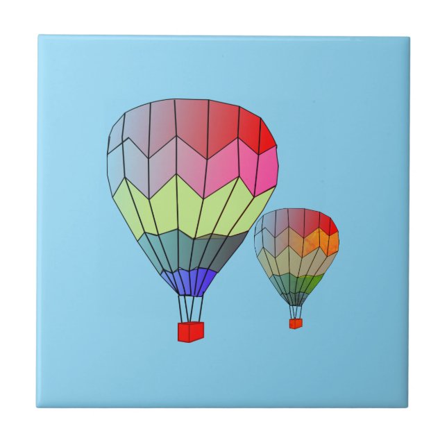 Tile - Striped Hot Air Balloons Kakelplatta (Framsidan)