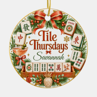 Tile Thursdays Mahjong-ornament Mahjongklubbpresen Julgransprydnad Keramik