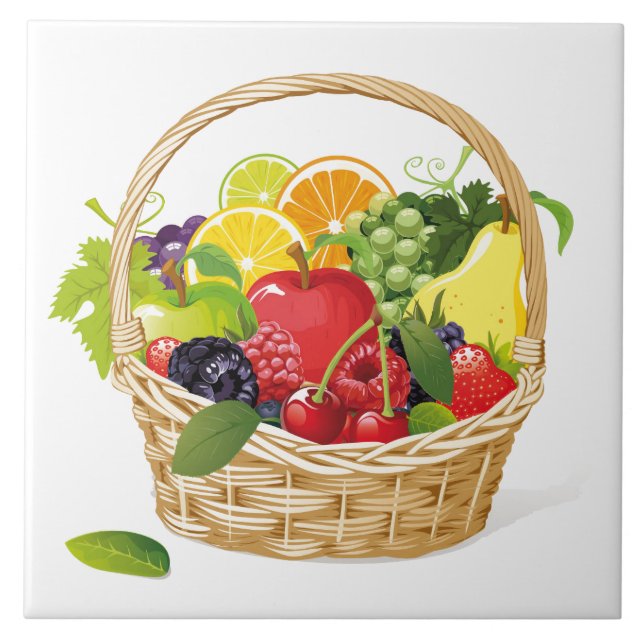 Tile Trivet-Fruit Basket Kakelplatta (Framsidan)