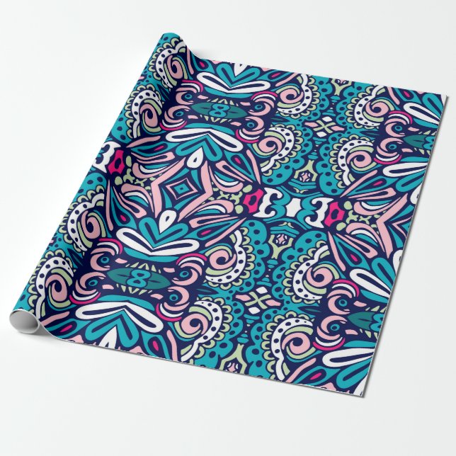 Tiled ethnic pattern. Abstract geometric mosaic vi Presentpapper (Utrullad)