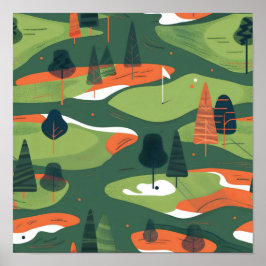 Tiled Golf Course Mönster Poster