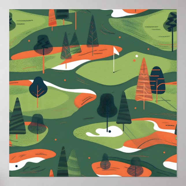 Tiled Golf Course Mönster Poster (Framsidan)