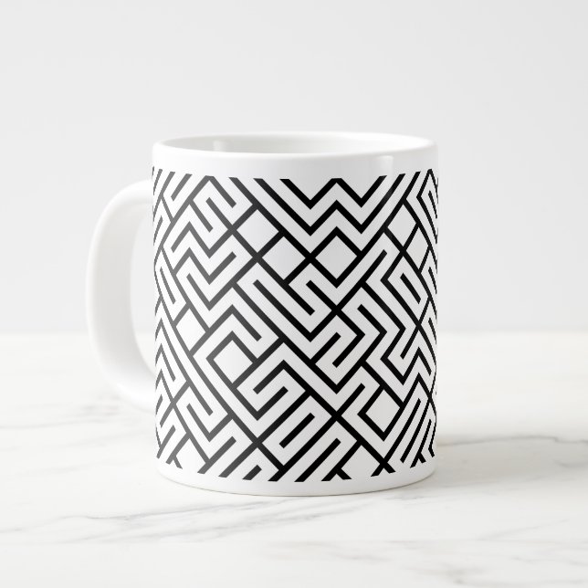 Tiled Lines Generative (Black Line) Unique Jumbo Mugg (Framsida vänster)