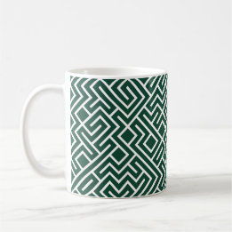 Tiled Lines Generative (Dark Green Fill) Unique Kaffemugg