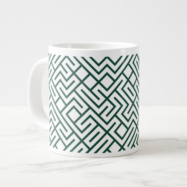 Tiled Lines Generative (Dark Green Line) Unique Jumbo Mugg (Framsida vänster)