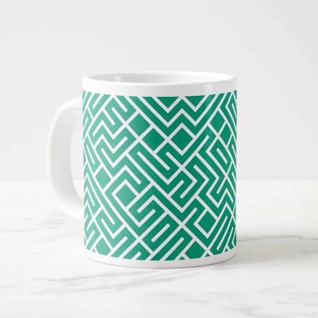 Tiled Lines Generative (Emerald Fill) Unique Jumbo Mugg (Framsida vänster)