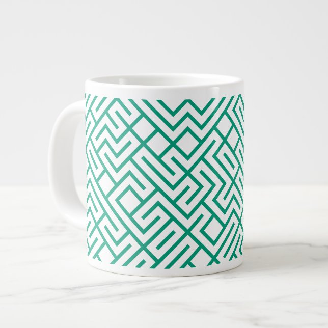 Tiled Lines Generative (Emerald Line) Unique Jumbo Mugg (Framsida vänster)