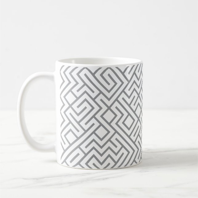 Tiled Lines Generative (Grå Linje) Unik Kaffemugg (Vänster)