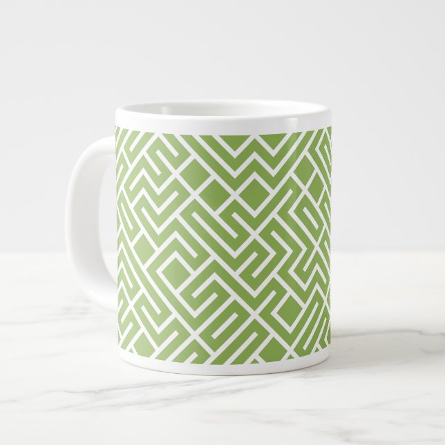 Tiled Lines Generative (Greenery Fill) Unique Jumbo Mugg (Framsida vänster)