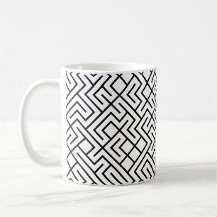Tiled Lines Generative (Svart på Vitt) Unik Kaffemugg
