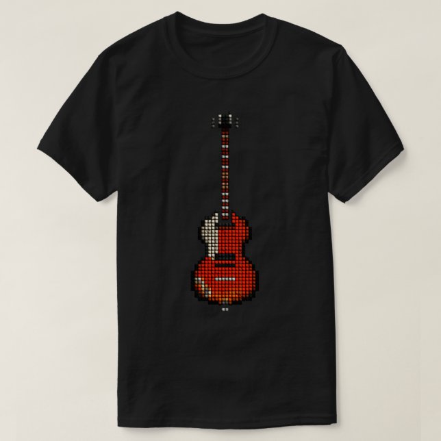 Tiled Pixel Violin Lefty Bass Guitar Upright T Shirt (Design framsida)