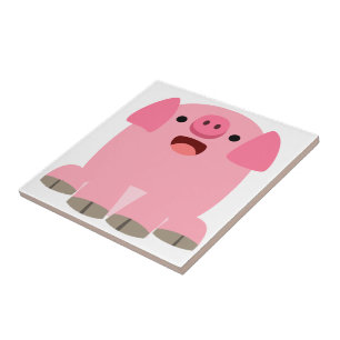 Tilen Cute Oinking Tecknad Gris Kakelplatta