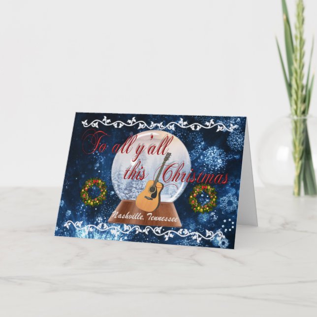 Till alla dig detta BLÅA julNashville kort - (Framsida)